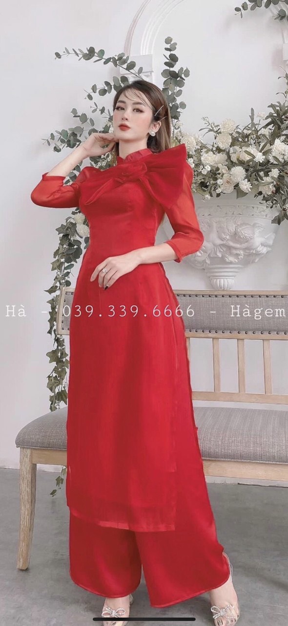 Set Áo Dài Lụa Tơ 4 Tà Cao CẤp - AV388